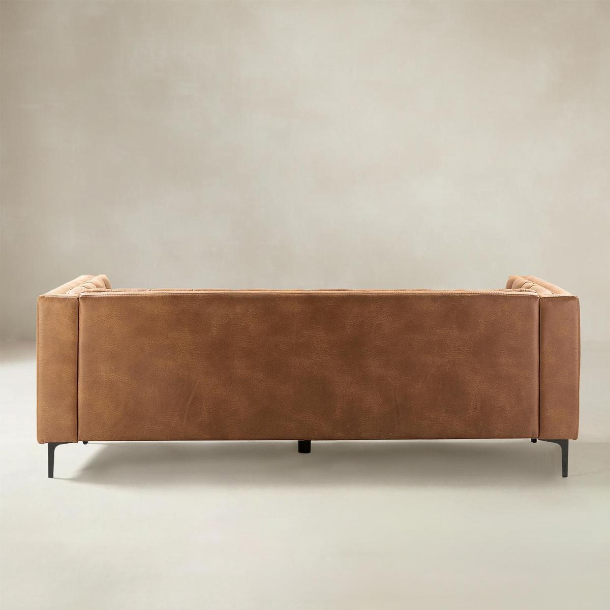 Capsa Mid-Century Modern Tufted Vegan Leather Sofa