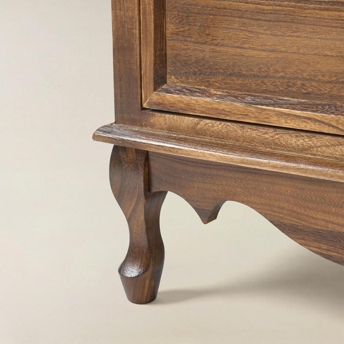 French Country Nightstand with 2 Drawers & Charging Station