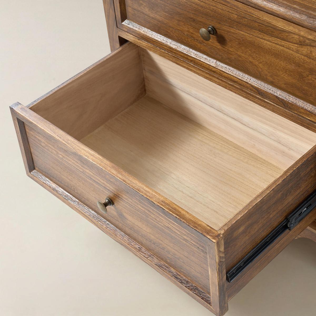 Galatea French Country Bedside Table with 2 Drawers & Charging Station
