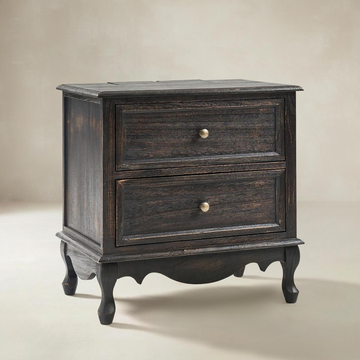 Galatea French Country Bedside Table with 2 Drawers & Charging Station