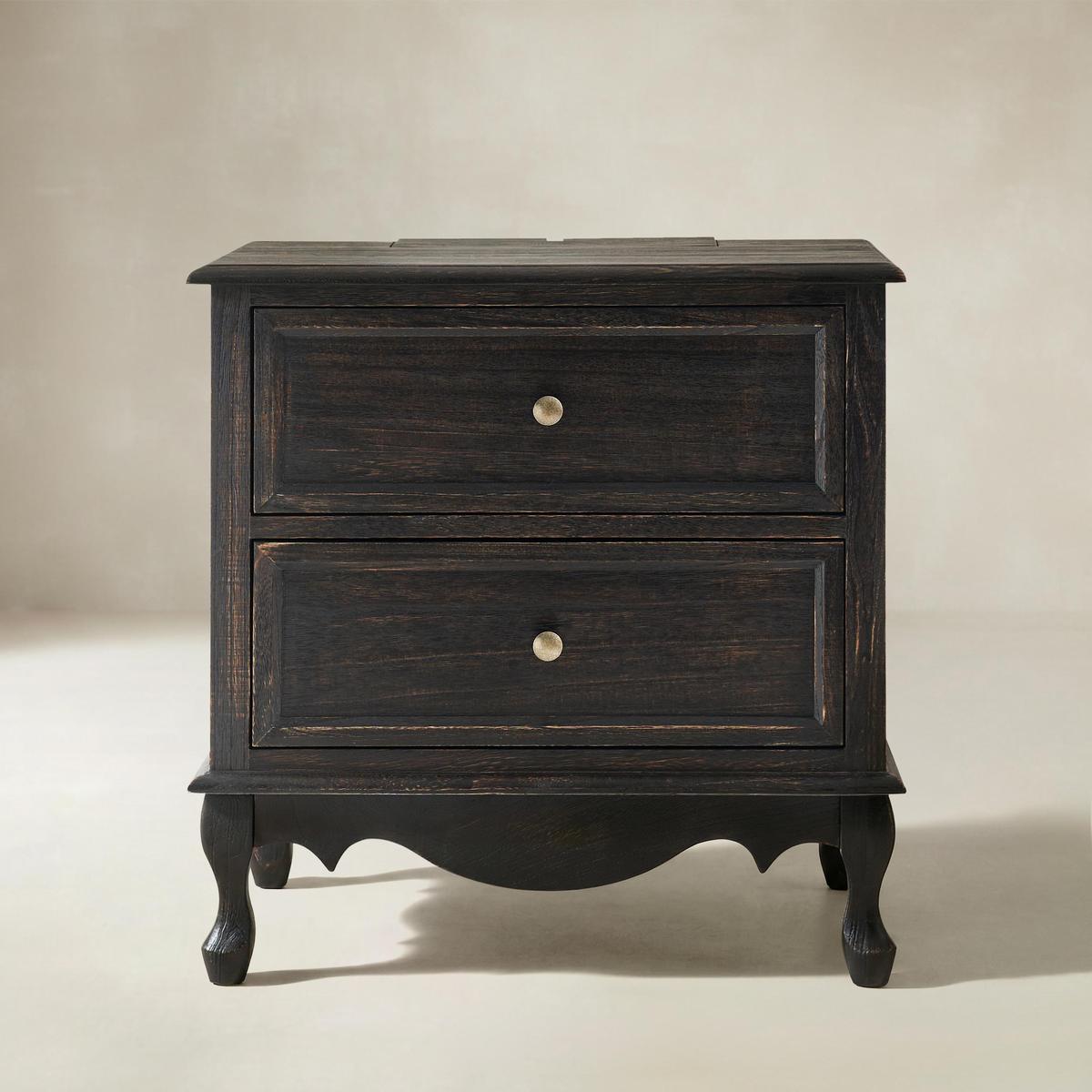 Galatea French Country Bedside Table with 2 Drawers & Charging Station