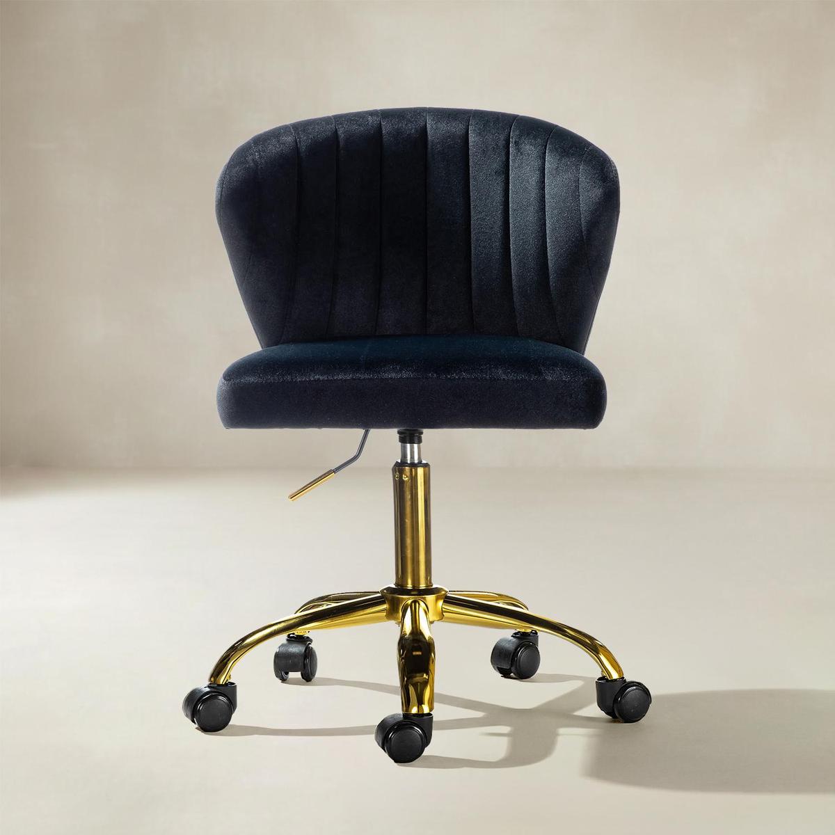 Modern Velvet Gold Swivel Adjustable Chair
