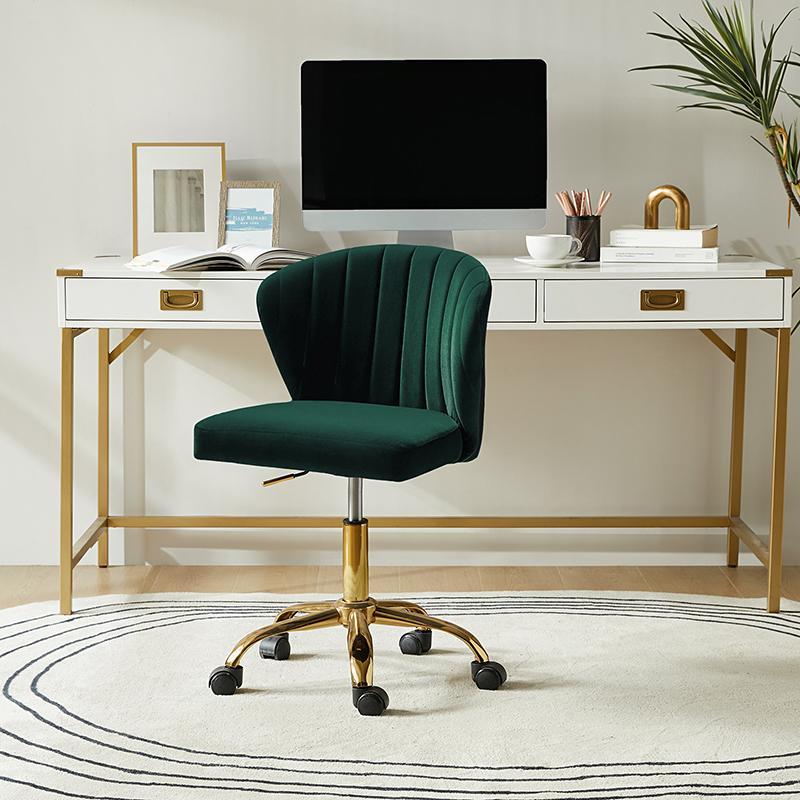 Modern Velvet Gold Swivel Adjustable Chair