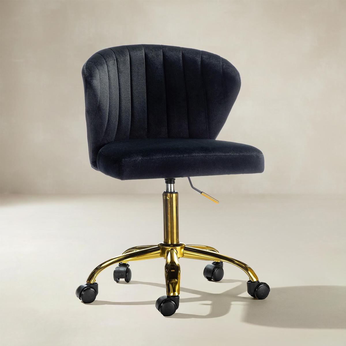 Chandra Modern Velvet Gold Swivel Adjustable Chair