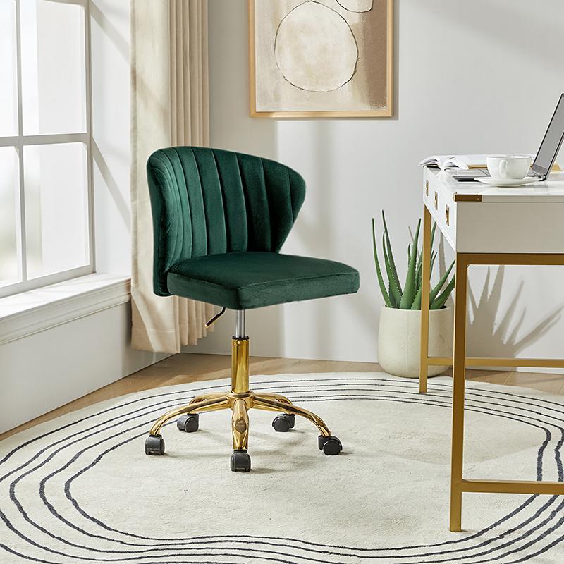 Modern Velvet Gold Swivel Adjustable Chair