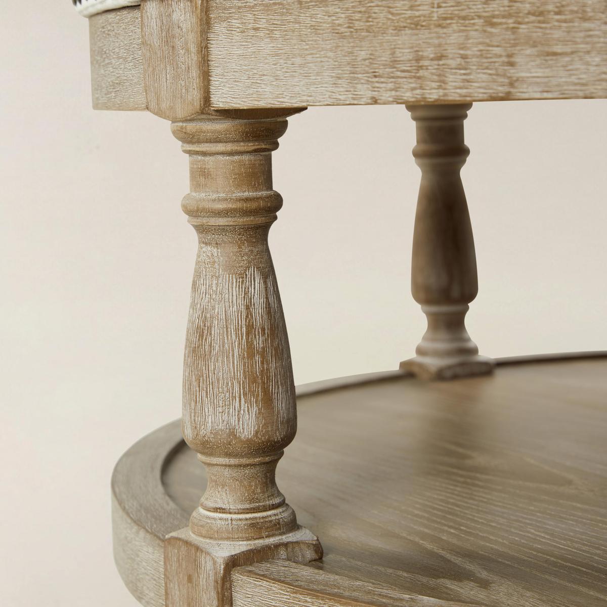 Danilynn Tufted Round Ottoman Coffee Table with Storage Shelf