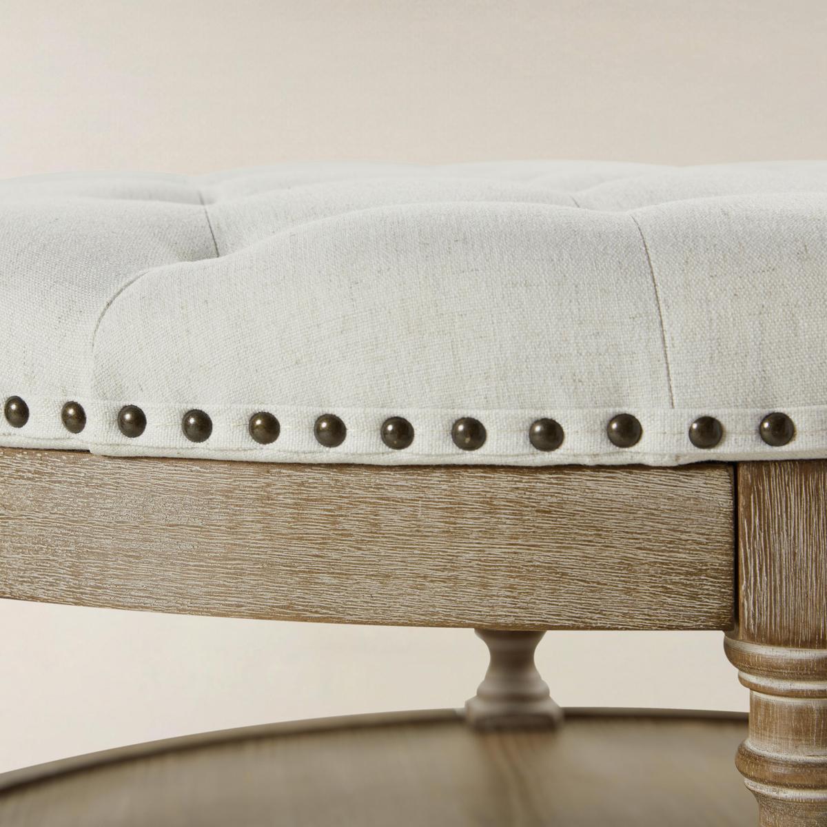 Danilynn Tufted Round Ottoman Coffee Table with Storage Shelf