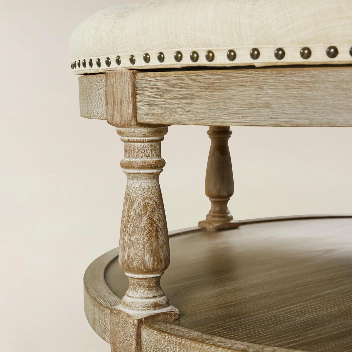 Danilynn Tufted Round Ottoman Coffee Table with Storage Shelf