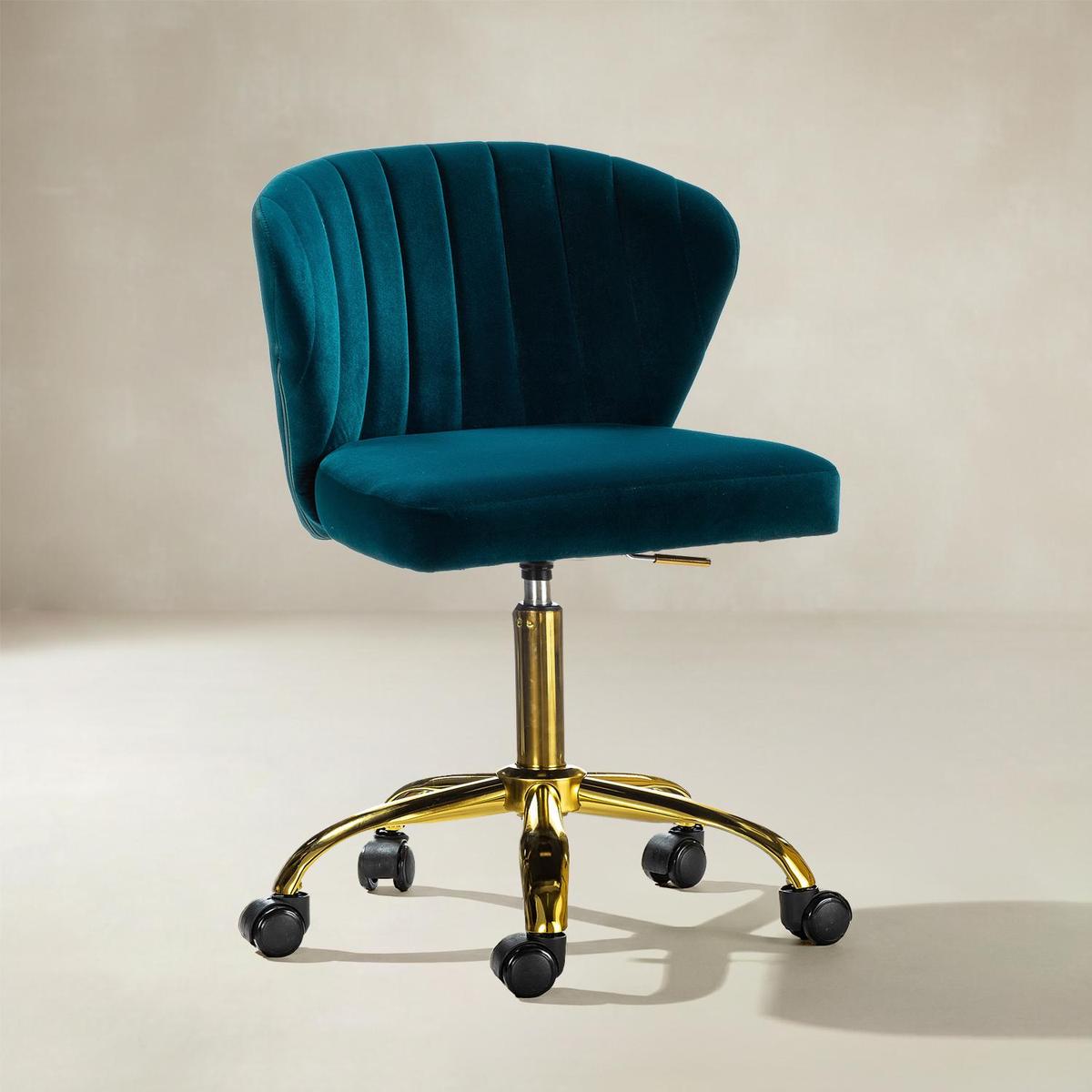 Chandra Modern Velvet Gold Swivel Adjustable Chair