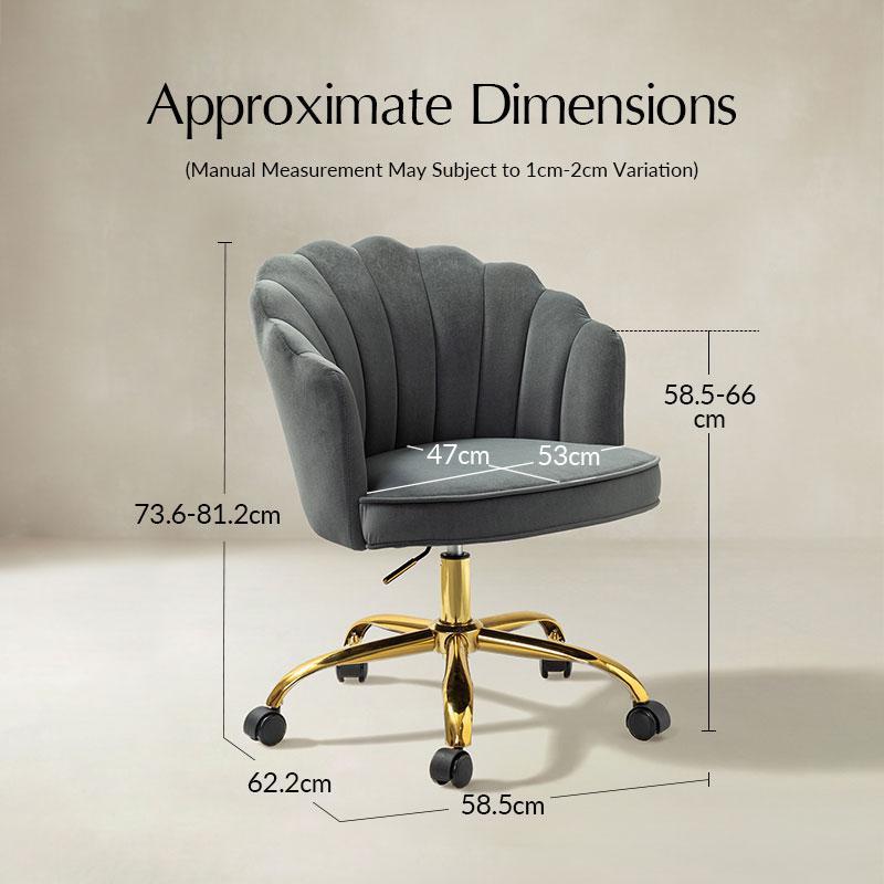 Belanda Comfy Velvet Task Chair - Adjustable Swivel, Seashell Back for Home Office