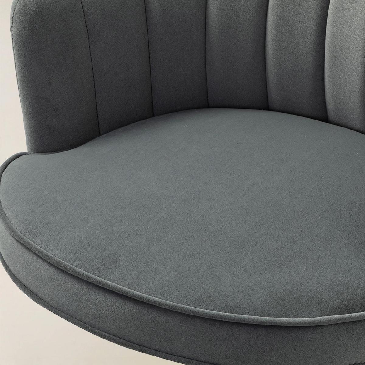 Belanda Comfy Velvet Task Chair - Adjustable Swivel, Seashell Back for Home Office