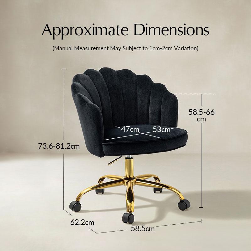 Belanda Comfy Velvet Task Chair - Adjustable Swivel, Seashell Back for Home Office