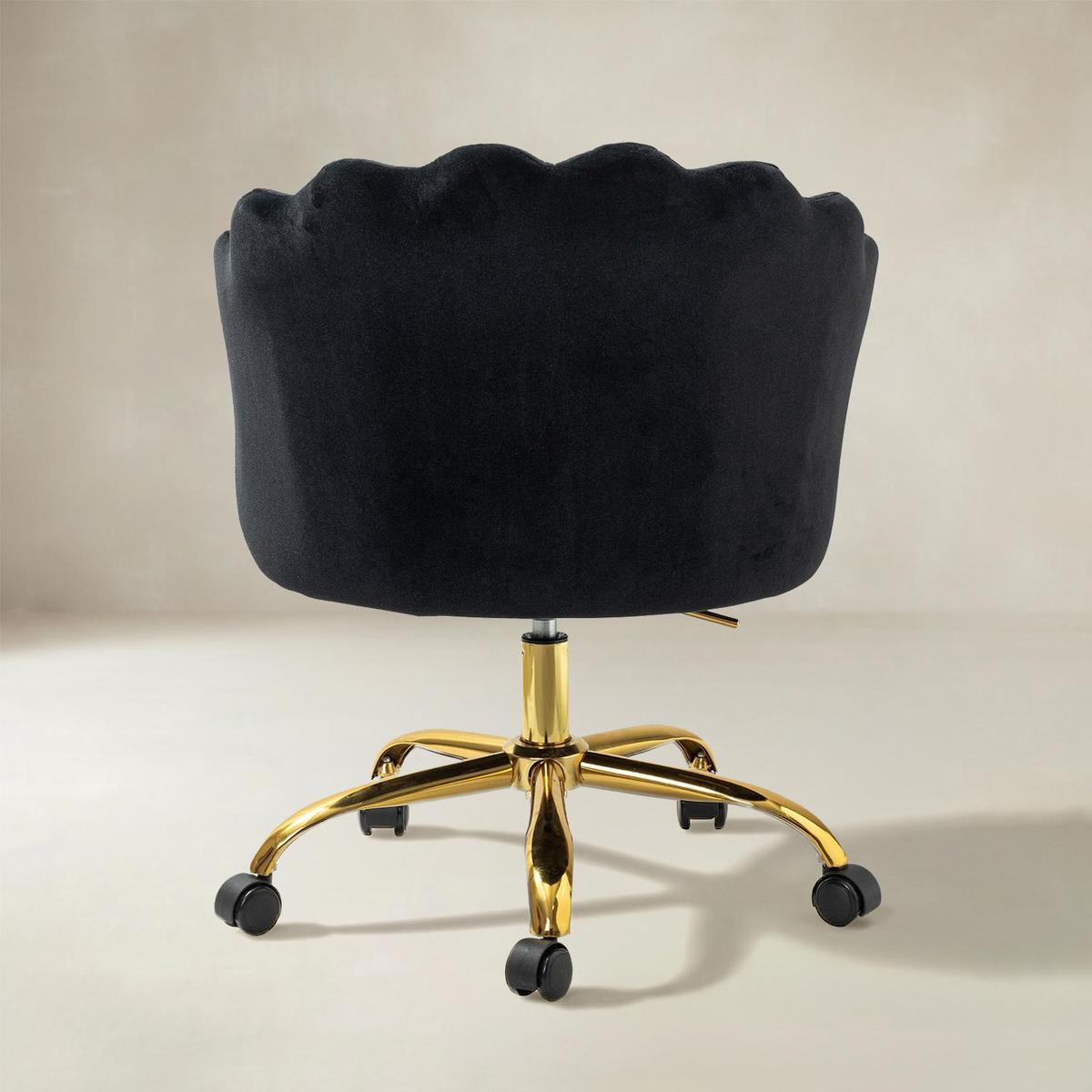 Belanda Comfy Velvet Task Chair - Adjustable Swivel, Seashell Back for Home Office