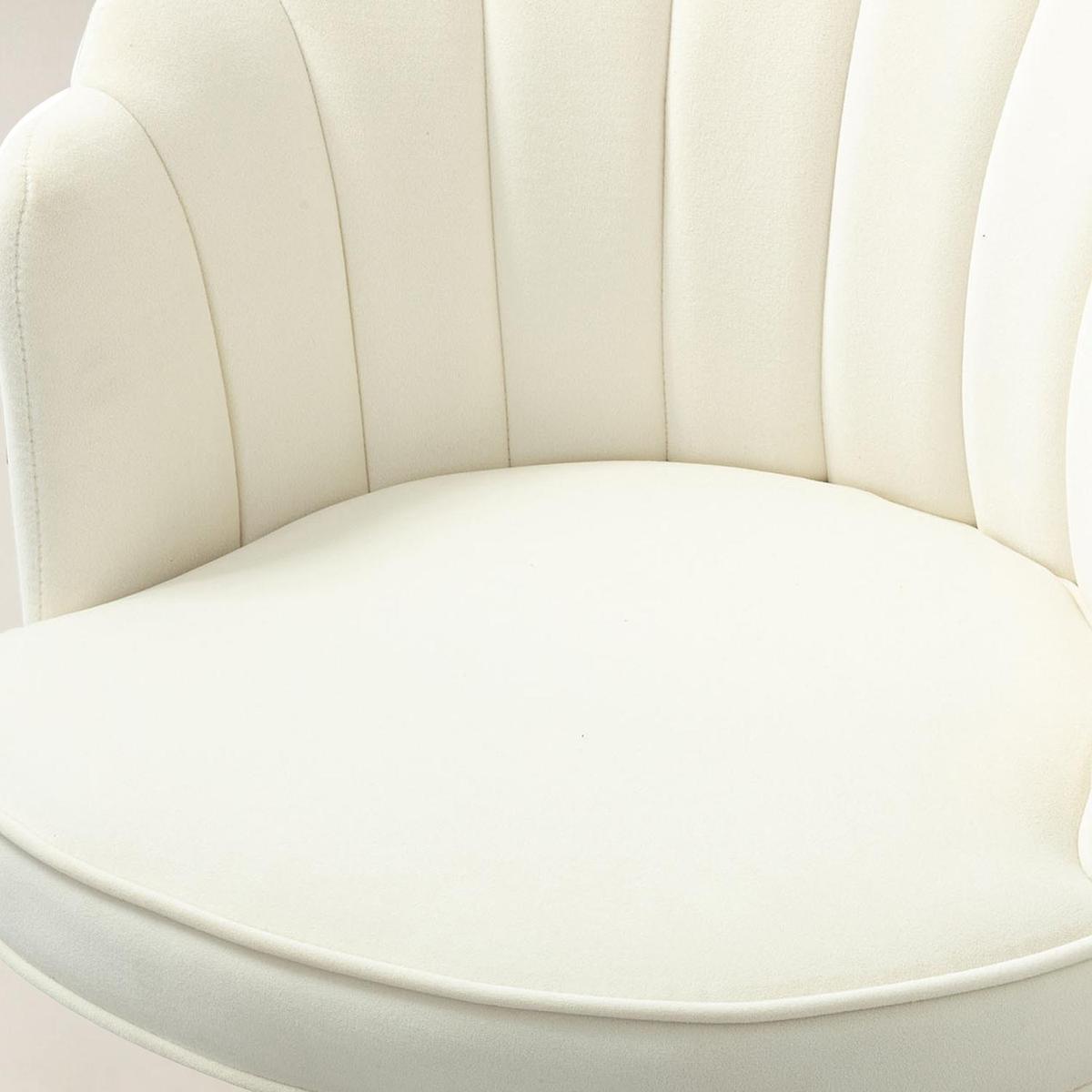 Belanda Comfy Velvet Task Chair - Adjustable Swivel, Seashell Back for Home Office