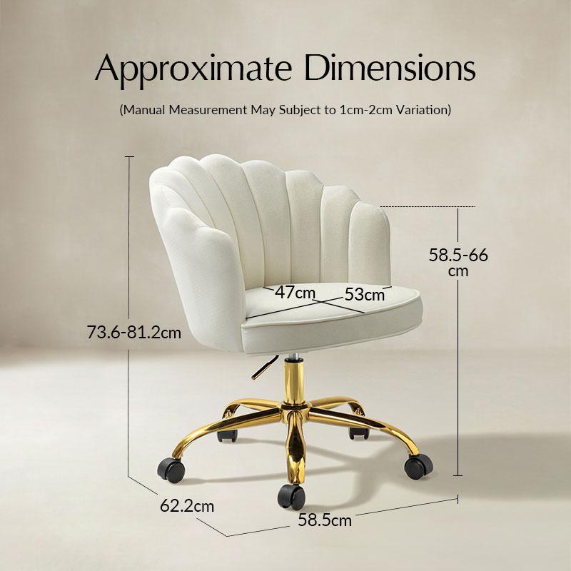 Belanda Comfy Velvet Task Chair - Adjustable Swivel, Seashell Back for Home Office