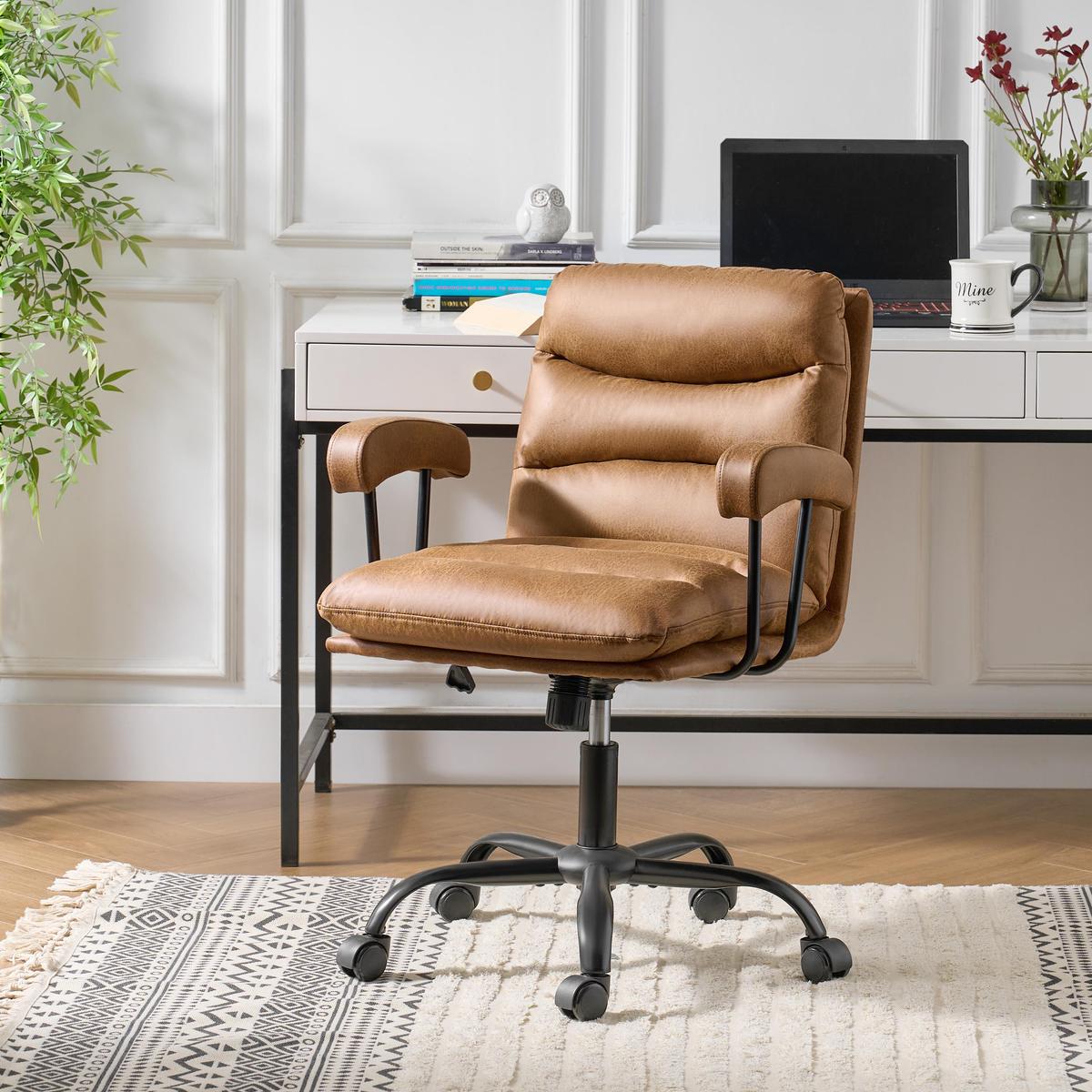 Anselm Ergonomic Faux Leather Adjustable Swivel Office Chair