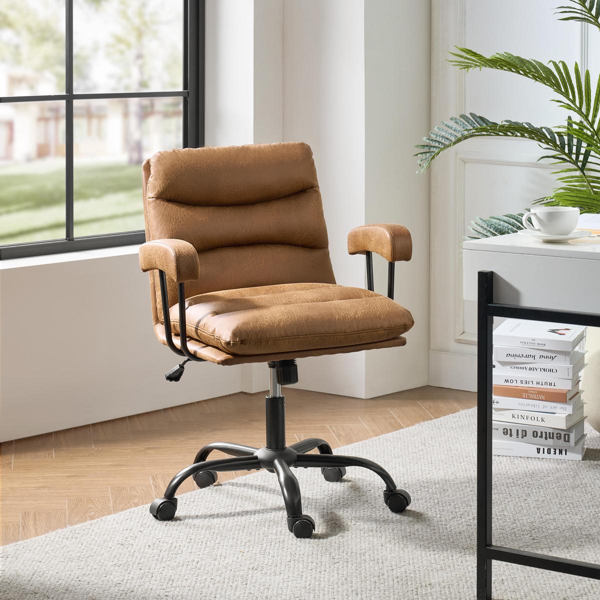 Anselm Ergonomic Faux Leather Adjustable Swivel Office Chair