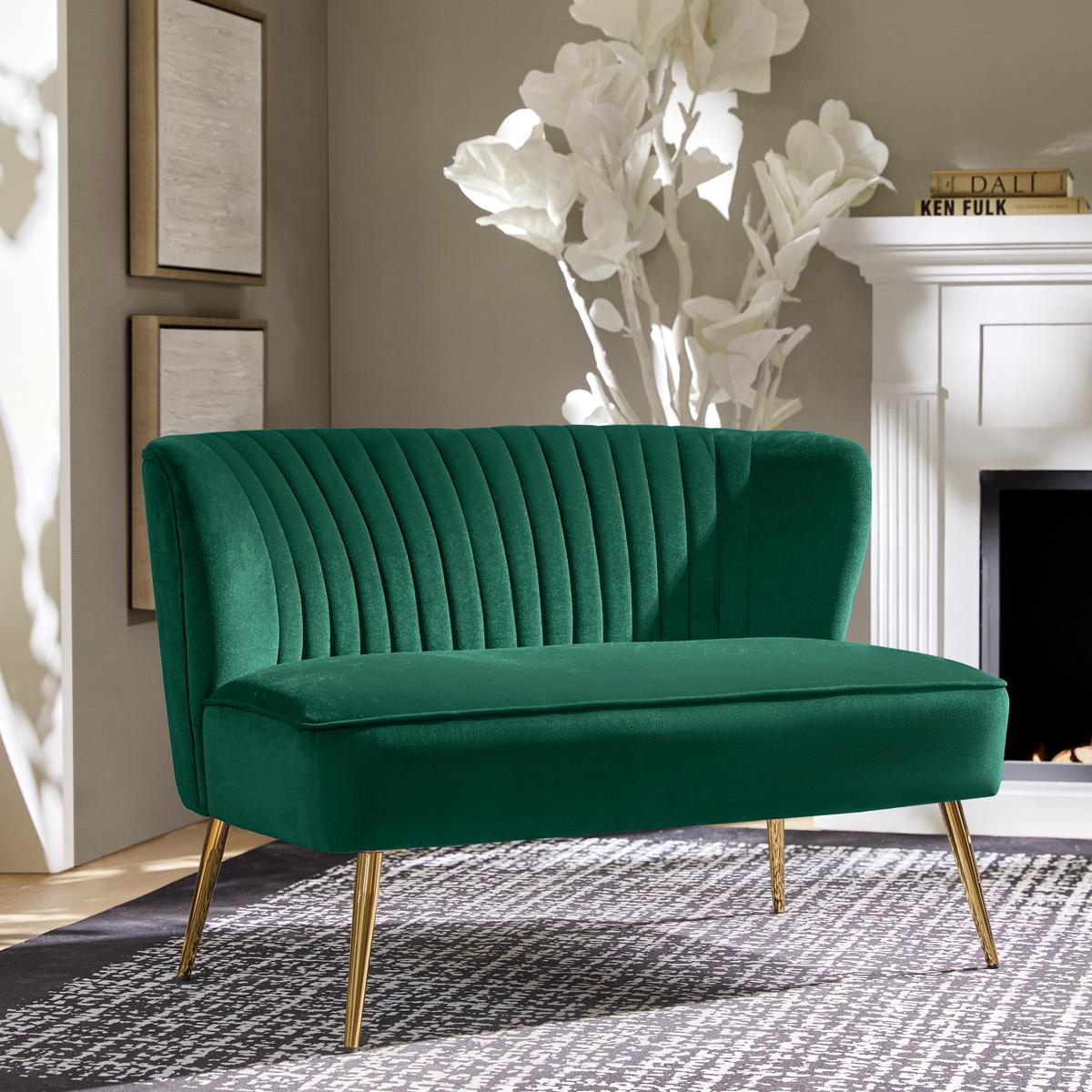Bariana Velvet Mid-Century Modern Upholstered Loveseat