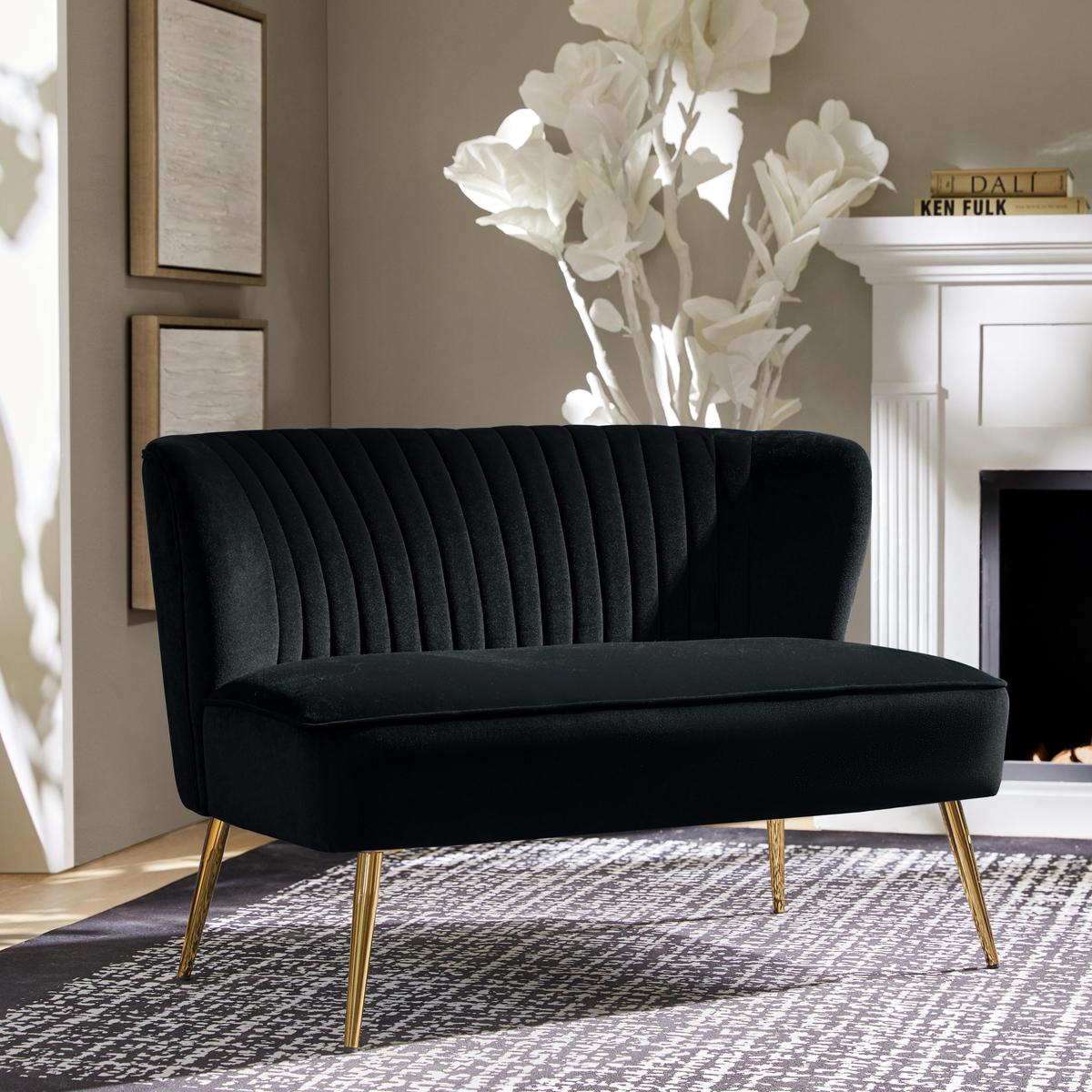 Velvet Mid-Century Modern Upholstered Loveseat