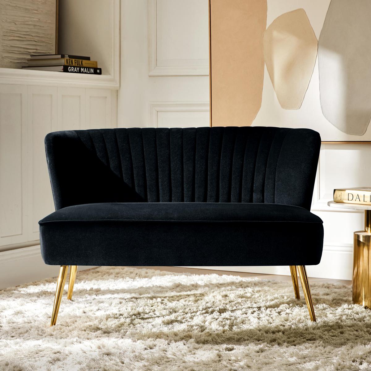 Bariana Velvet Mid-Century Modern Upholstered Loveseat