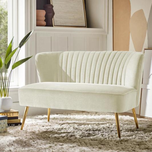 Bariana Velvet Mid-Century Modern Upholstered Loveseat
