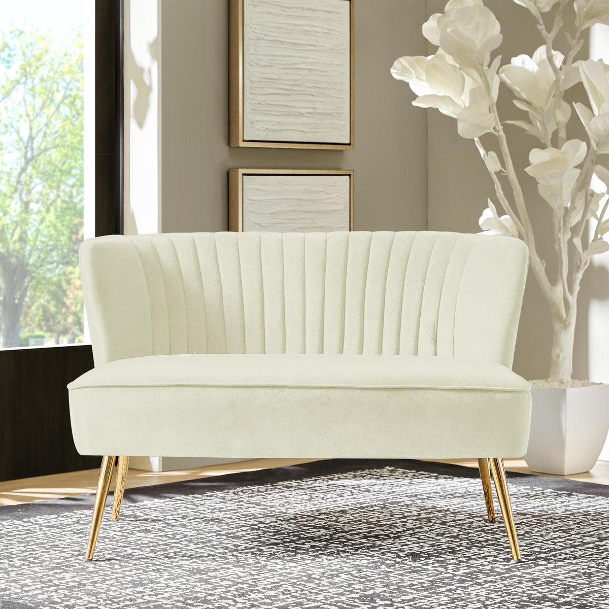 Bariana Velvet Mid-Century Modern Upholstered Loveseat