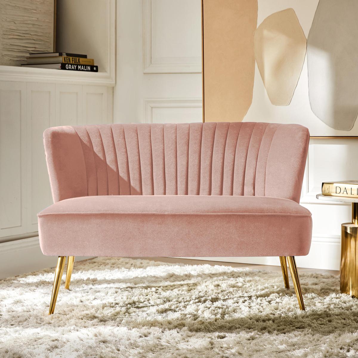 Bariana Velvet Mid-Century Modern Upholstered Loveseat