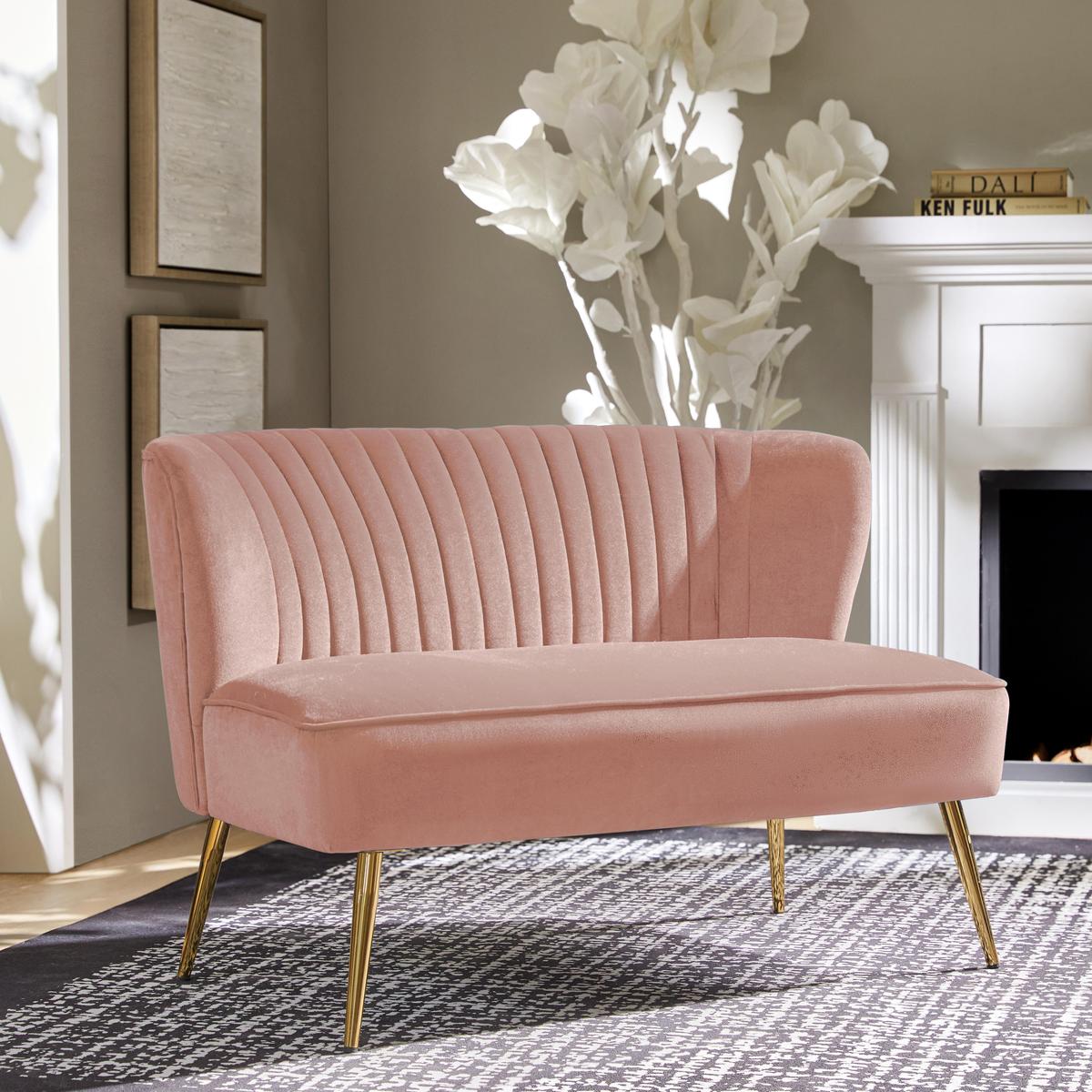 Bariana Velvet Mid-Century Modern Upholstered Loveseat