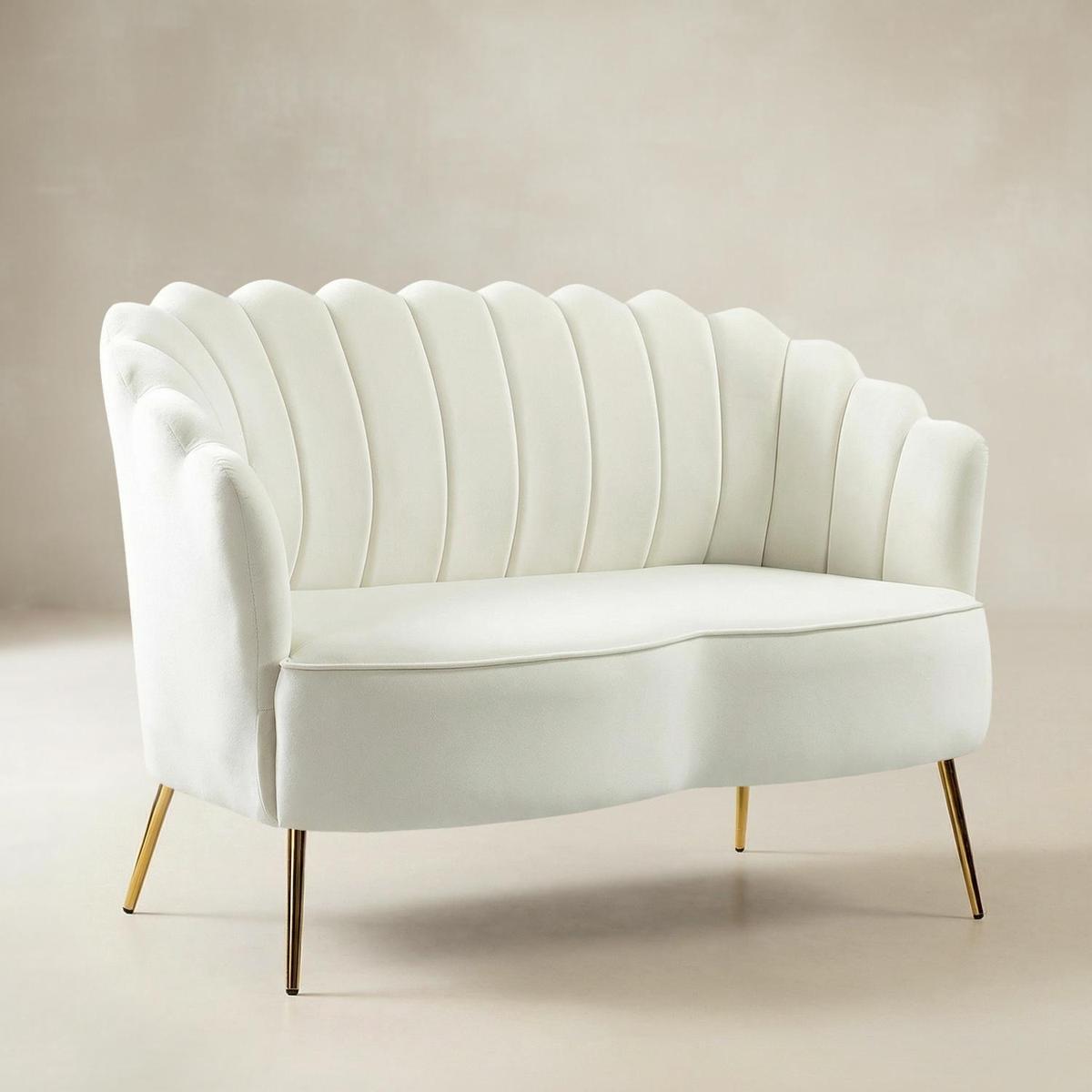 Ariel Velvet Bloom Loveseat - Modern Elegance with Floral Flair