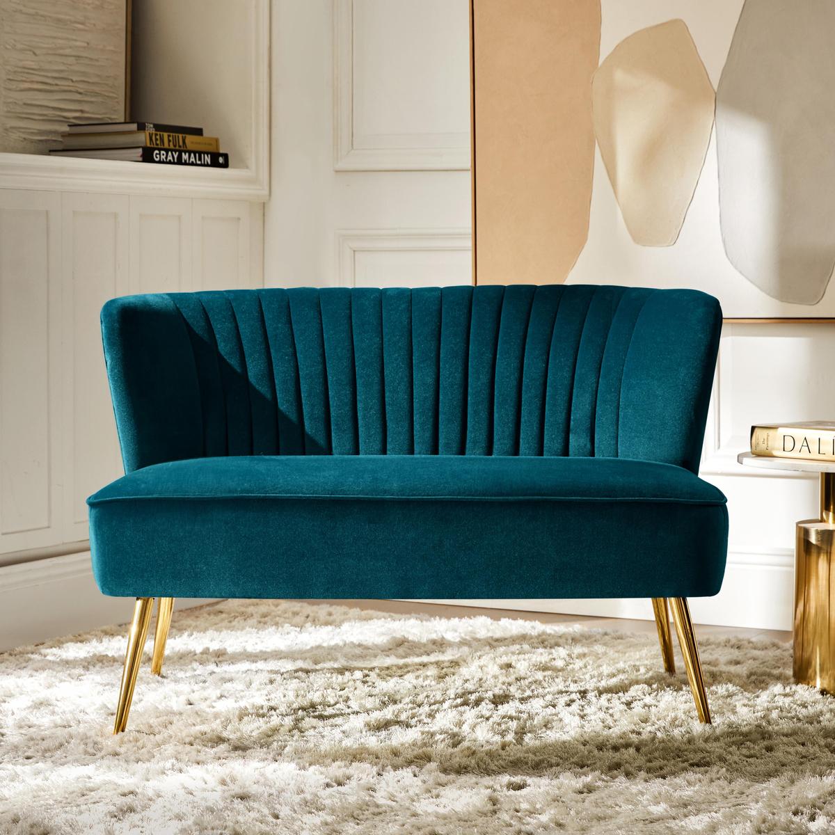 Bariana Velvet Mid-Century Modern Upholstered Loveseat