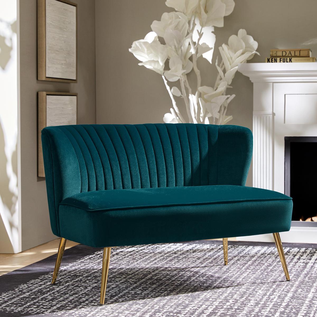 Bariana Velvet Mid-Century Modern Upholstered Loveseat
