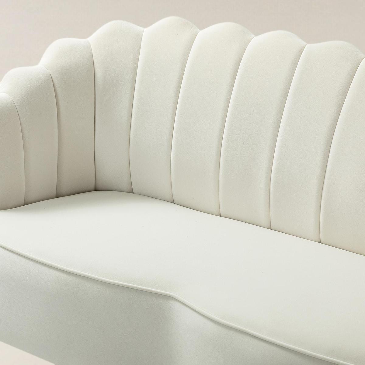 Ariel Scalloped Velvet Loveseat - HULALA HOME