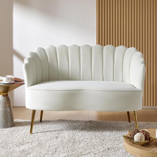 Ariel Velvet Bloom Loveseat - Modern Elegance with Floral Flair