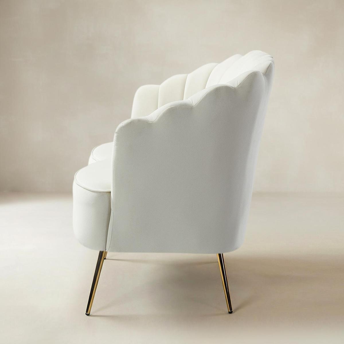 Ariel Scalloped Velvet Loveseat - HULALA HOME