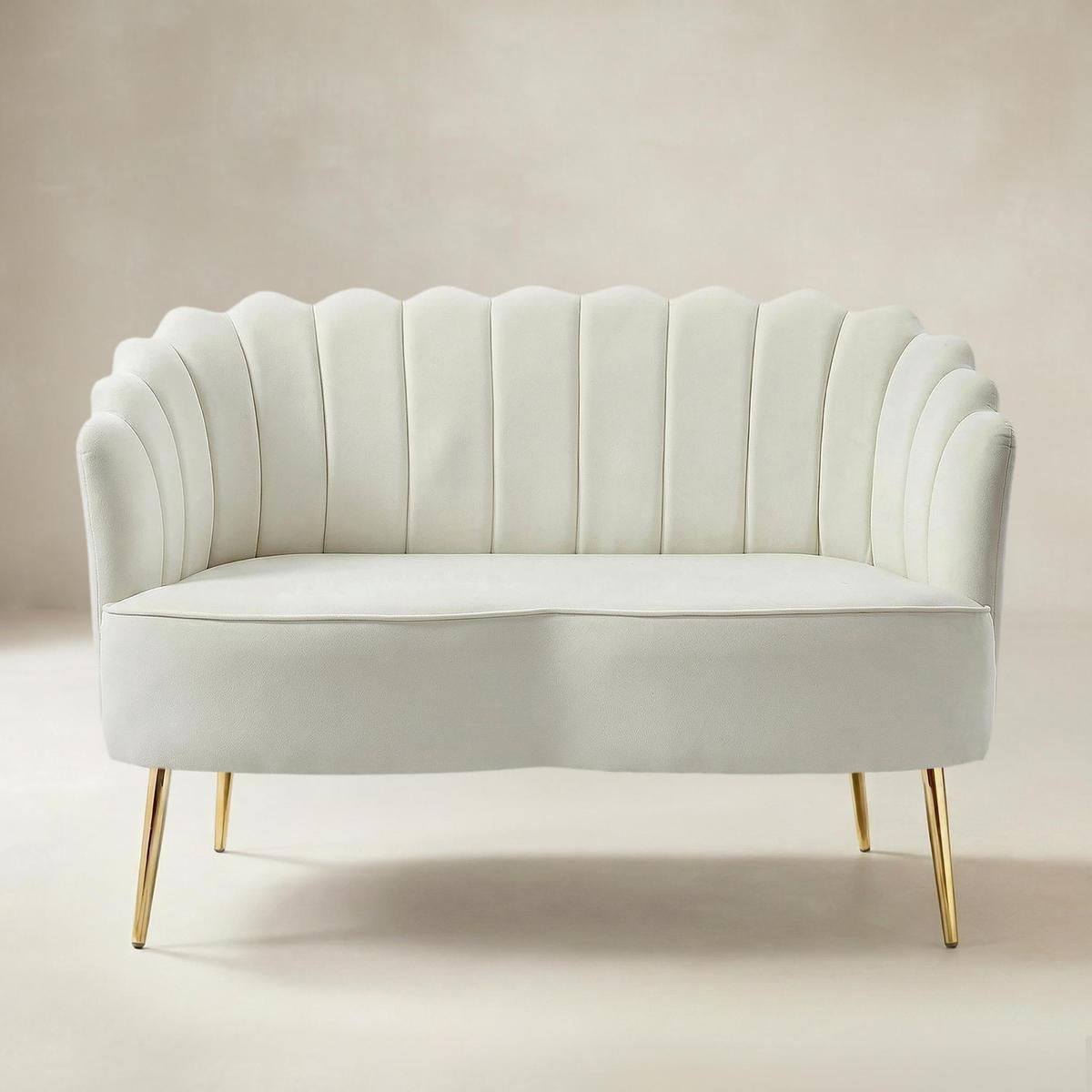 Ariel Velvet Bloom Loveseat - Modern Elegance with Floral Flair