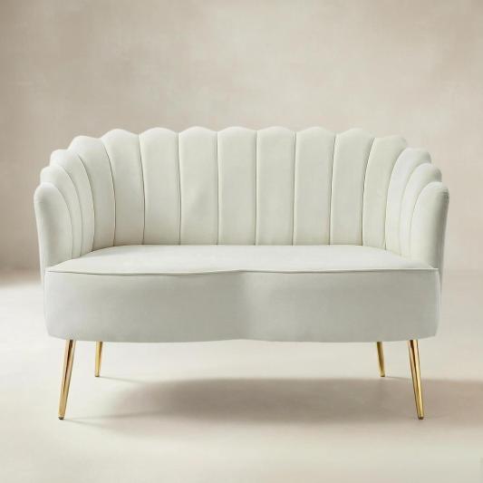 Ariel Velvet Bloom Loveseat - Modern Elegance with Floral Flair