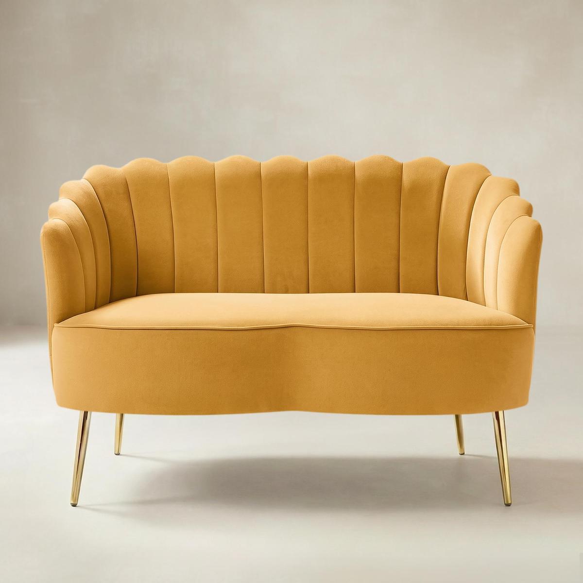 Ariel Velvet Bloom Loveseat - Modern Elegance with Floral Flair