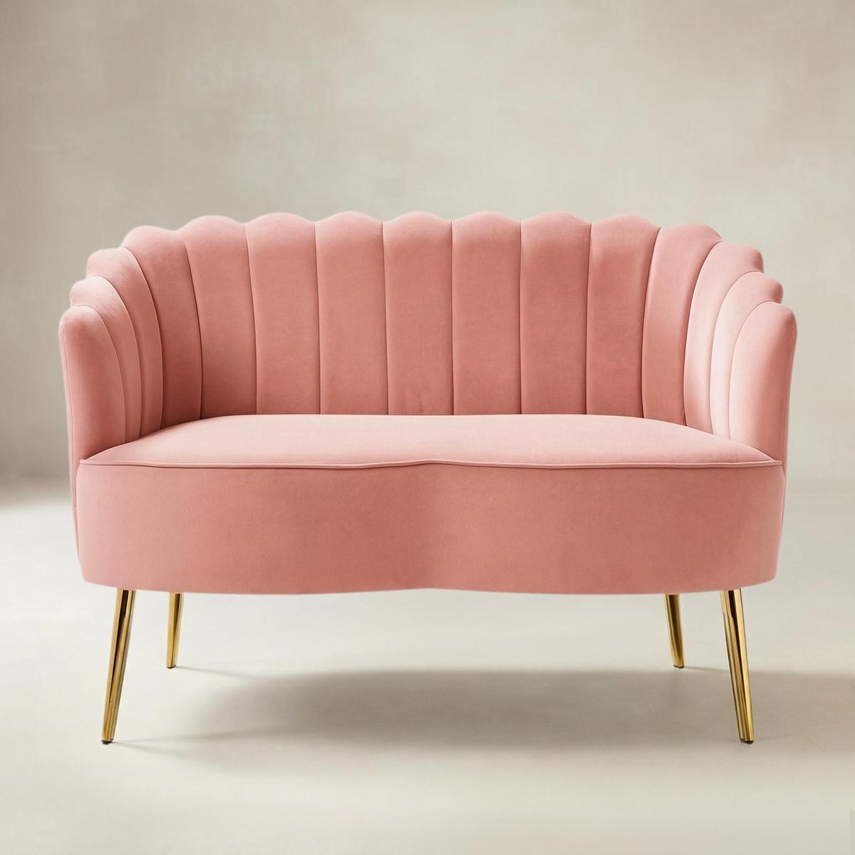 Ariel Velvet Bloom Loveseat - Modern Elegance with Floral Flair
