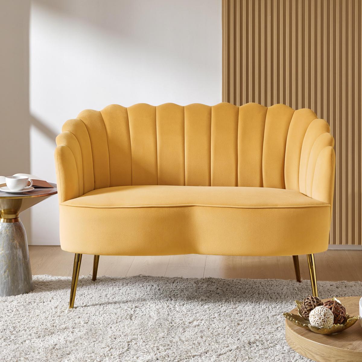 Ariel Velvet Bloom Loveseat - Modern Elegance with Floral Flair