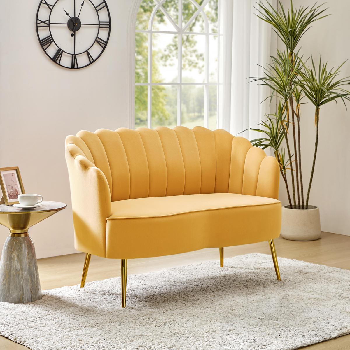 Ariel Velvet Bloom Loveseat - Modern Elegance with Floral Flair