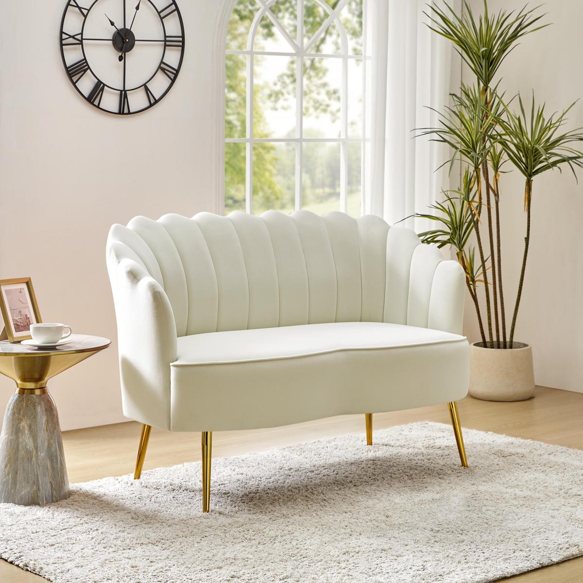 Ariel Velvet Bloom Loveseat - Modern Elegance with Floral Flair