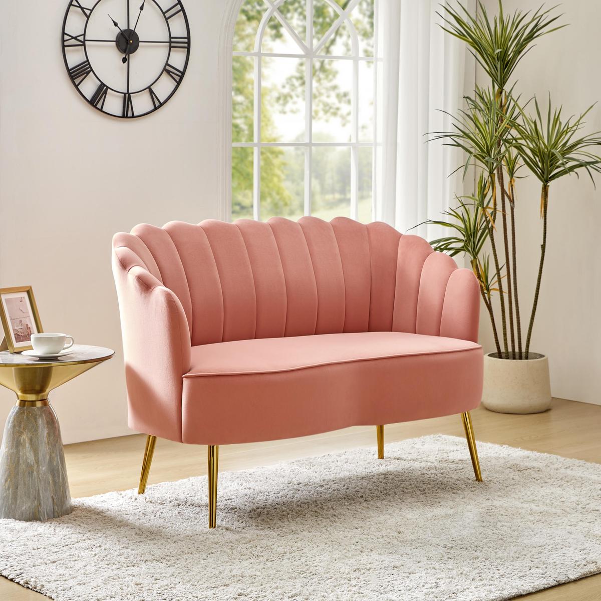 Ariel Velvet Bloom Loveseat - Modern Elegance with Floral Flair