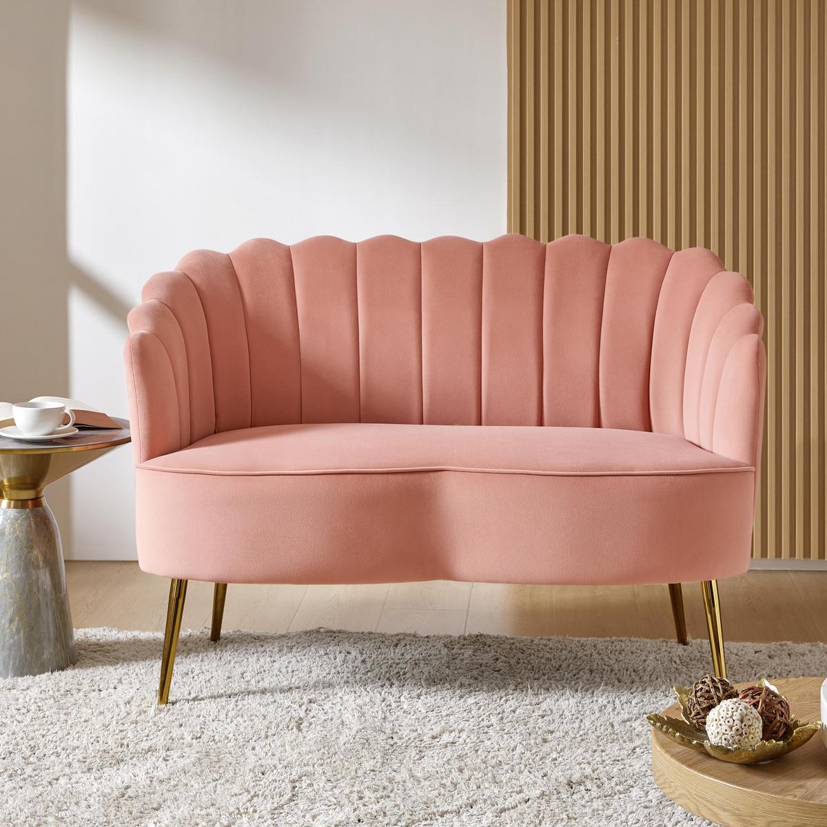 Ariel Velvet Bloom Loveseat - Modern Elegance with Floral Flair