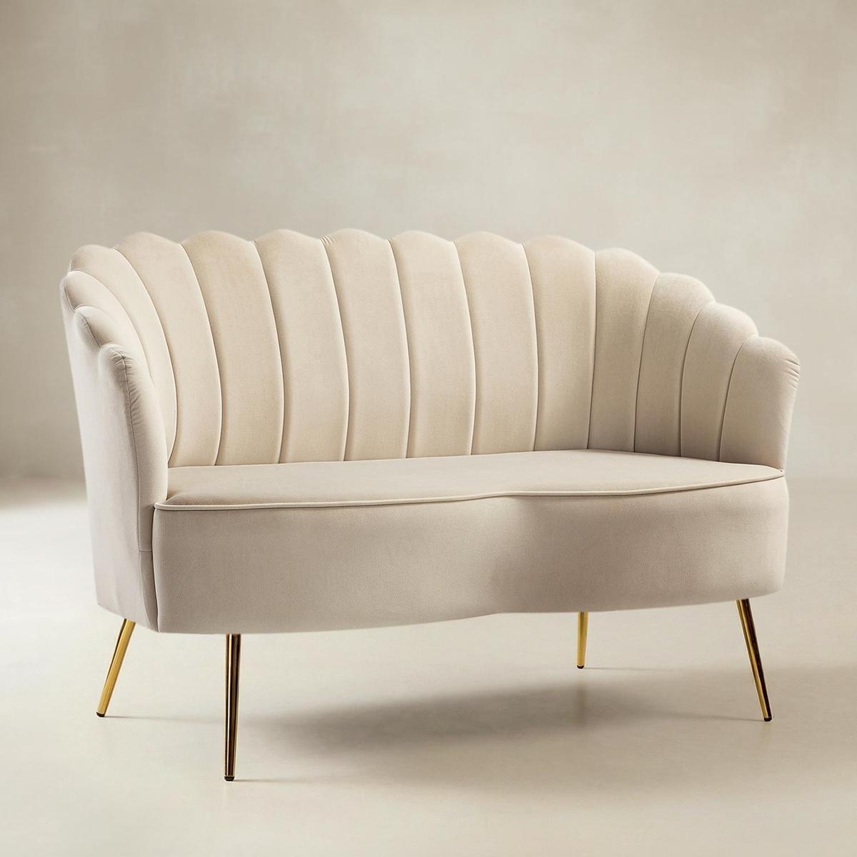Ariel Velvet Bloom Loveseat - Modern Elegance with Floral Flair