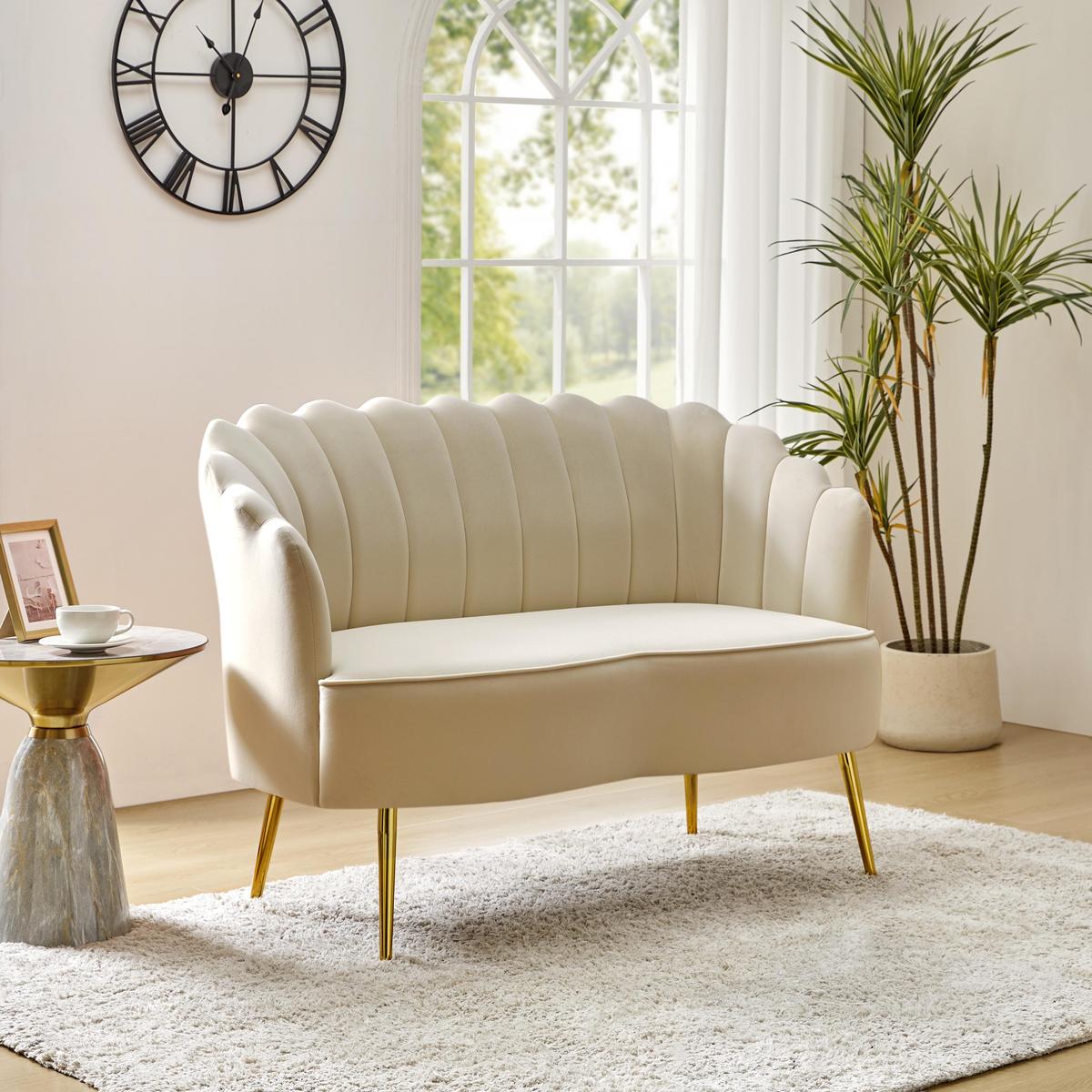 Ariel Velvet Bloom Loveseat - Modern Elegance with Floral Flair