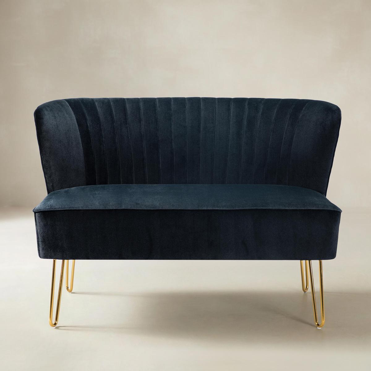 Ainhoa Velvet Mid-Century Modern Upholstered Loveseat with Hairpin Legs