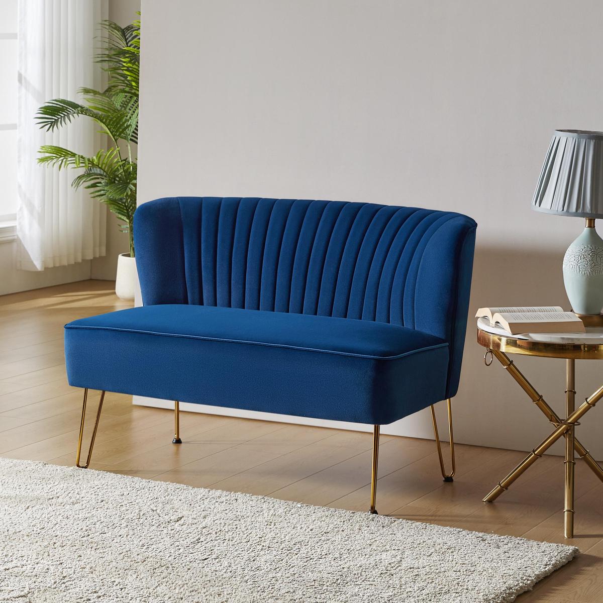 Ainhoa Velvet Loveseat with Hairpin Legs - HULALA HOME