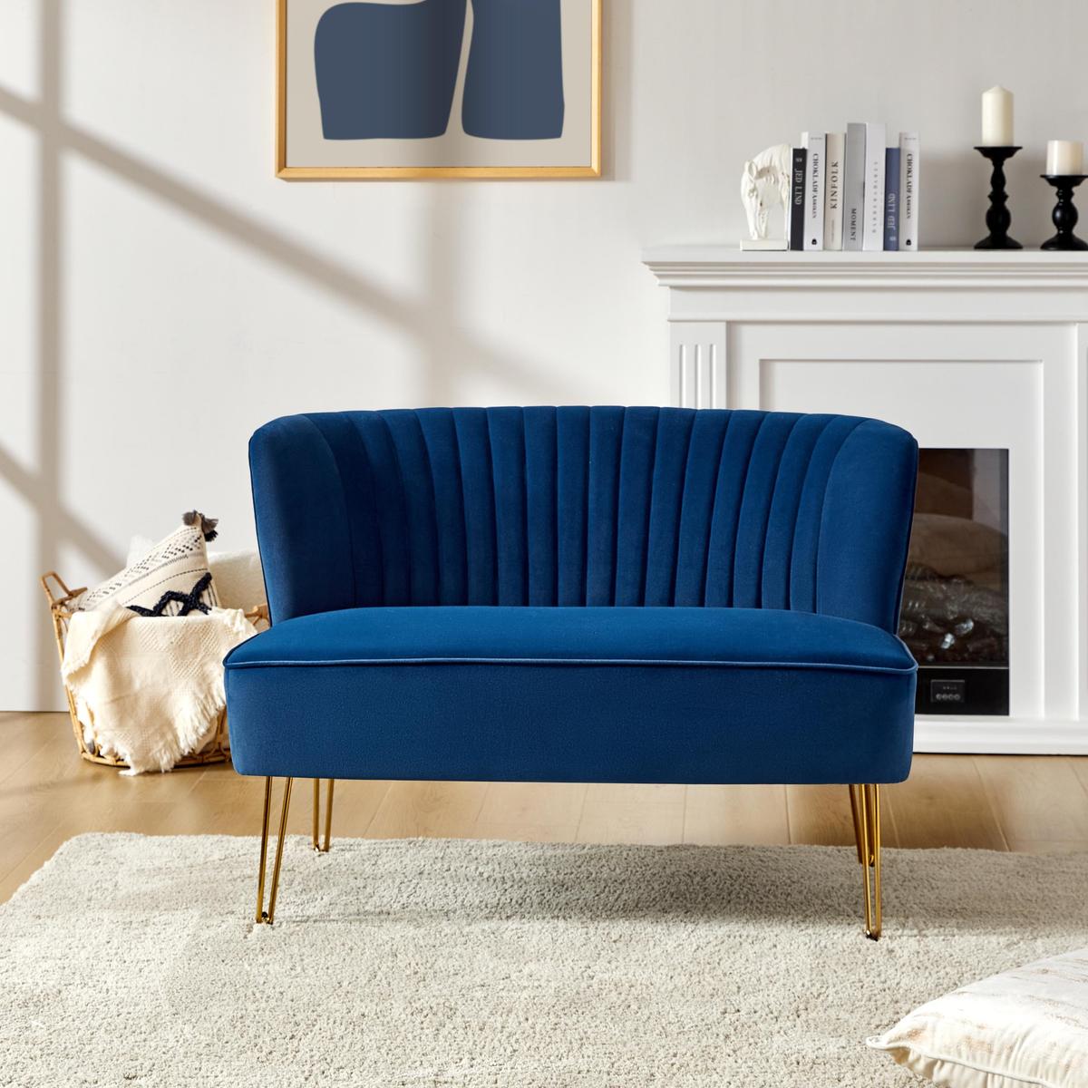 Ainhoa Velvet Loveseat with Hairpin Legs - HULALA HOME