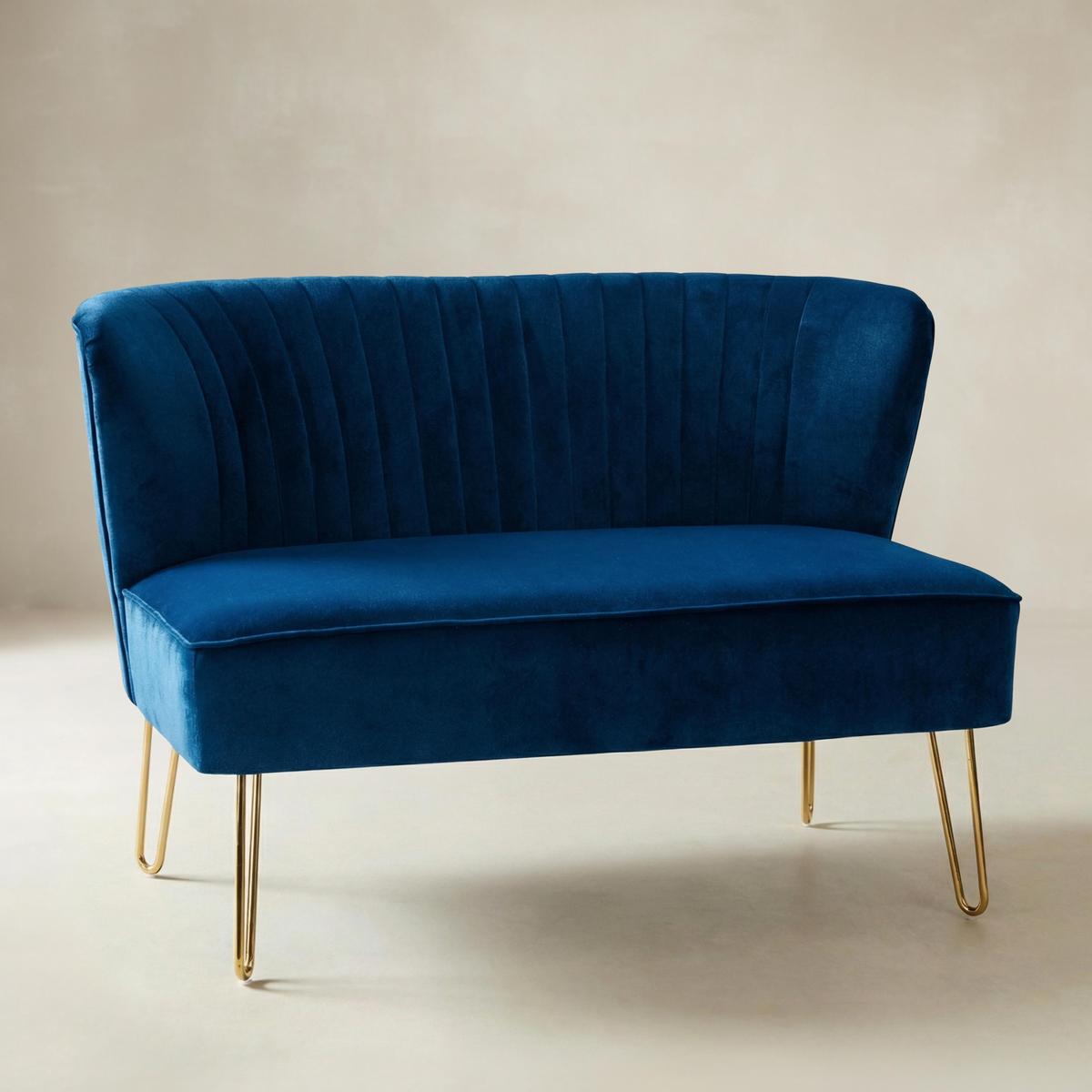 Ainhoa Velvet Mid-Century Modern Upholstered Loveseat with Hairpin Legs