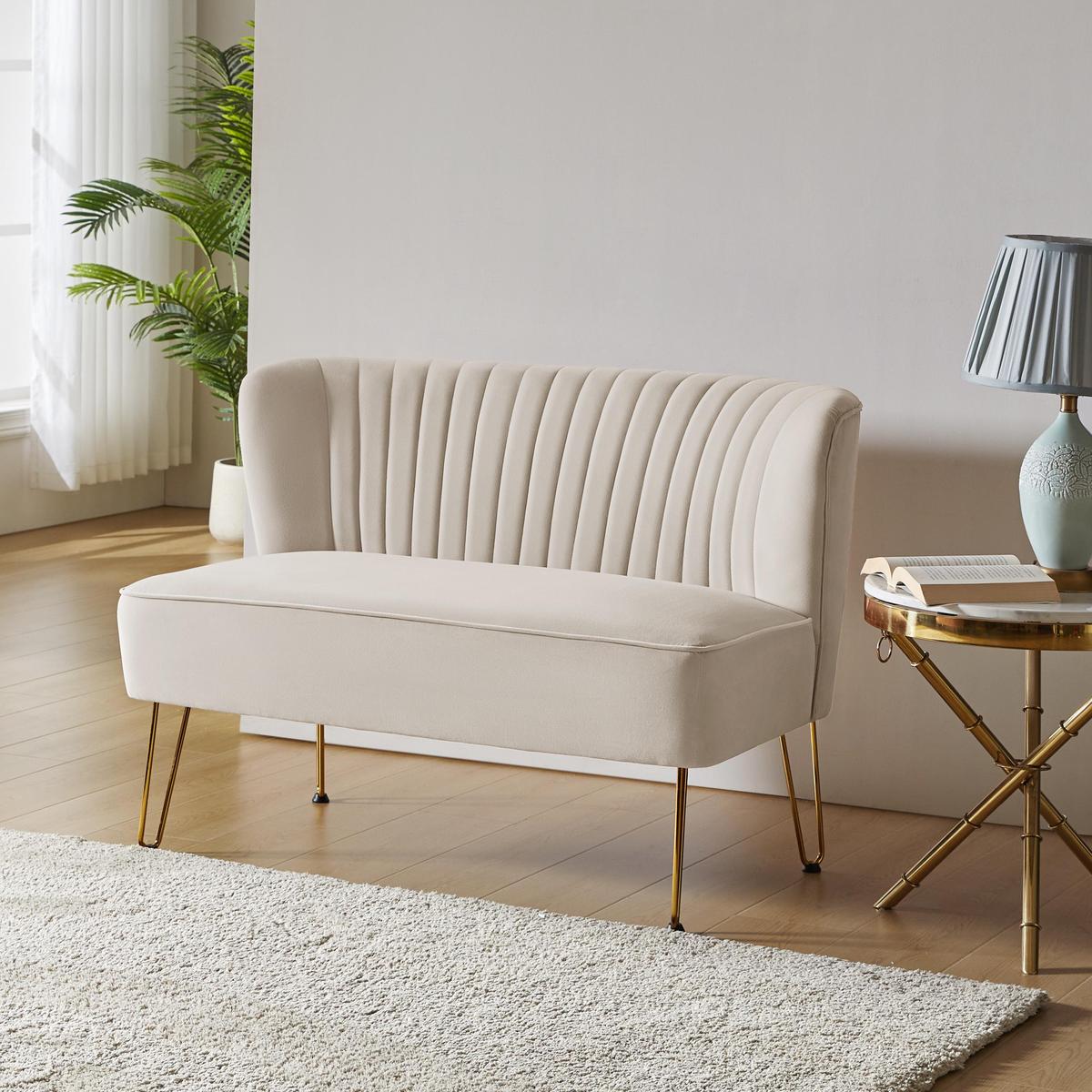 Ainhoa Velvet Mid-Century Modern Upholstered Loveseat with Hairpin Legs